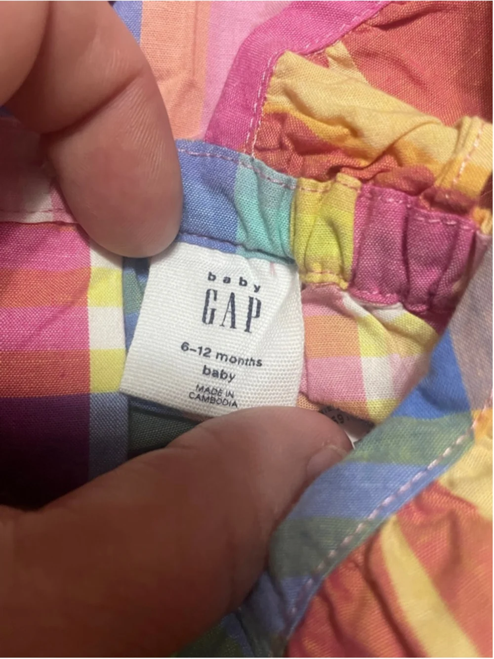 GAP 6-12 months twin colorful ruffle sleeve plaid dresses